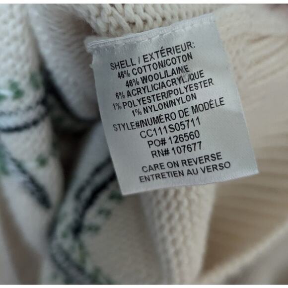 Alice + Olivia Cream Floral Embroidered Sweater Cotton Wool Blend Puff Sleeve M - Picture 6 of 6